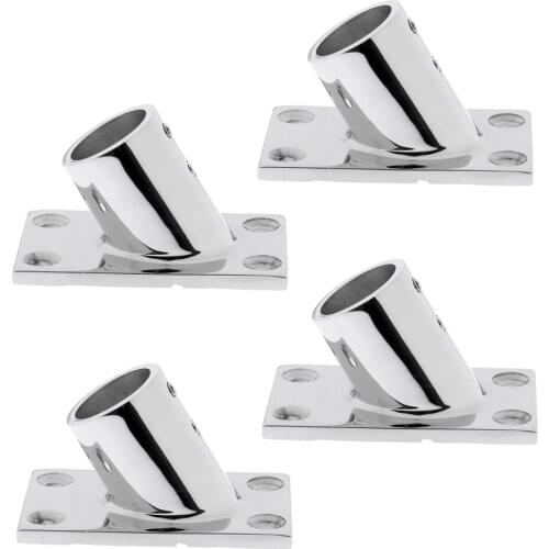 4 Pieces Heavy Duty 316 Stainless Steel Boat Deck Handrail Square Base Rail Fitting 1'' - 60 Degree
