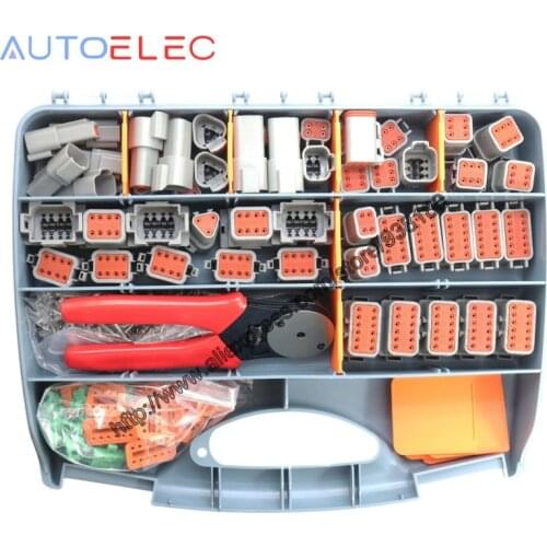 471 PCS Gray Deutsch DT Series Automotive Connector Kit with Solid Terminals Crimper +16-20AWG Solid Terminals+Tool box