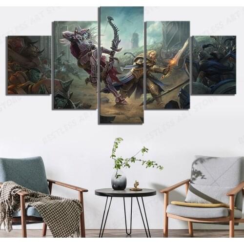 5 Piece World of Warcraft Battle for Azeroth Sylvanas Windrunner Anduin Wrynn Game Poster Wall Art teen wall decor