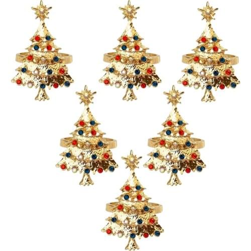 6Pcs Christmas Napkin Button Napkin Ring Napkin Ring Cloth Ring Diamond Christmas Napkin Rings