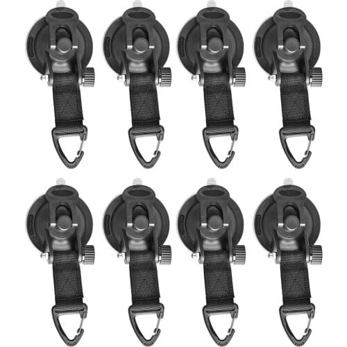 8Pcs Universal Black Strong Suction Cup Anchor Securing Hook Tie Down Camping Tarp Boat Car Side Awning Accessories Black