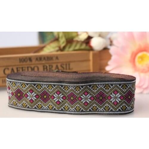 8yards/lot wide 3.5cm Woven Jacquard Ribbon classical Geometric design white red for curtain and clothing accessory LS-1112