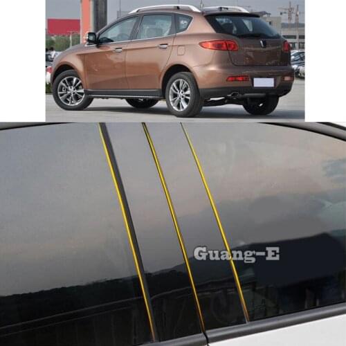 Car PC Material Pillar Post Cover Door Trim Window Piano Black Molding Sticker Plate Parts For LUXGEN 7 LUXGEN7 SUV 2012-2016