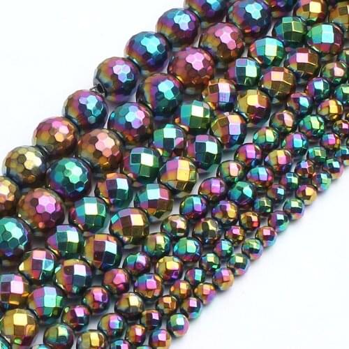 Natural Multicolor Faceted Hematite Stone Beads For Jewelry Making 15 inches 2/3/4/6/8/10mm Round Beads Diy Jewelry