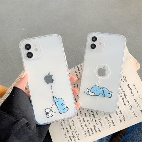 Cartoon Elephant IPhone11 Transparent Phone Case Xsmax Airbag Xr for Apple 12 Cute Men and Women 7/8