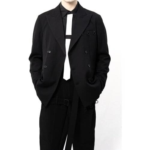 【custom】M-6XL!Plus-size mens coats New autumn and winter design metal ring double - breasted Dark original A suit