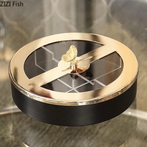 Dragonfly Decorative Glass Storage Tray Alloy Trays Decorative Fruit Food Candy Pots Snack Box Storage Plate Nordic Home Decor