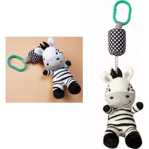 Baby Rattle Toys Cartoon Zebra Infant Mobile Cloth Toy Baby Trolley Bed Wind Chimes Rattles Bell Crib Hanging Bell Pacify Toys
