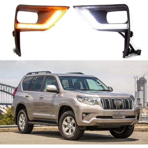 For Toyota Land Cruiser Prado 2018 2019 2020 2021 LED DRL Daytime Running Light W/ Turn Signal