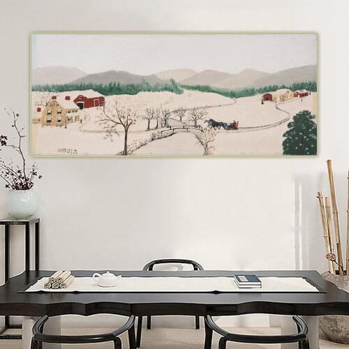 Holover Grandma Moses"Over The River To Grandmas House On Thanksgiving Day"Anna Mary Robertson Canvas Painting Western Art Decor