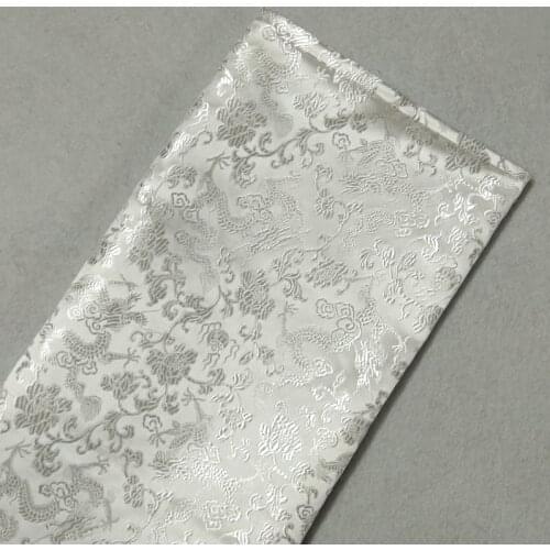 Classic White Dragon Jacquard Apparel 50x72cm Dress Costume Animal patchwork fabric Upholstery Furnishing Materil Curtain