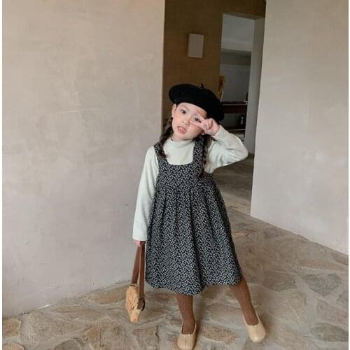 2021 Korea style girls printed dress fashion cotton autumn girls dresses 2-8 years WS120