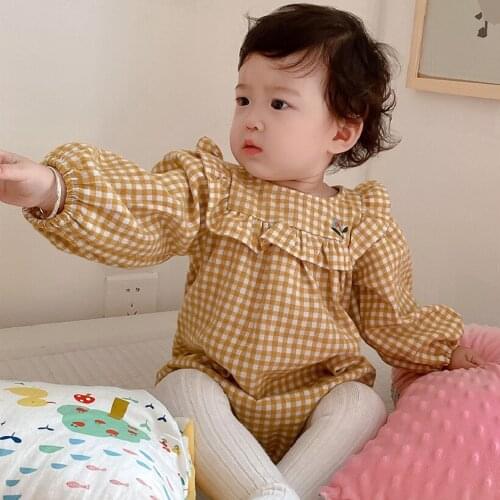 Toddler Baby Girls Jumpsuit Plaid Spring Newborn Baby Romper Girls Clothes Cotton Overalls Infant Jumpsuits For Girls Outerwear