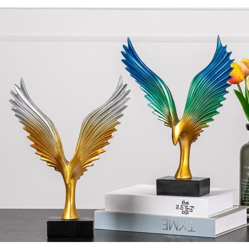Colorful Eagle Spread Wings Exquisite Figurines Living Room Fengshui Decoration Crafts Resin Ornaments Office Display Artware