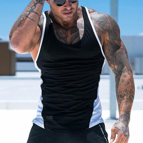 Tank Top Men Fitness Clothing Mens Bodybuilding Tanks Summer Gym Clothing For Male Fashion Sleeveless Splicing Vest Ropa Hombre
