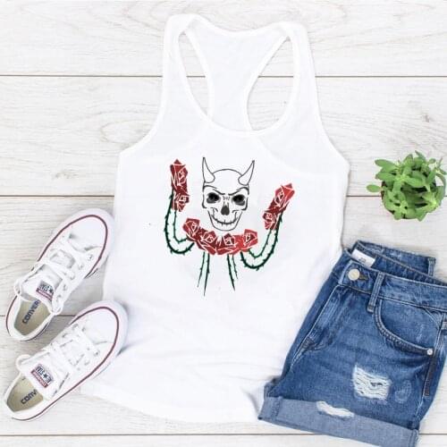 Casual Tank Top Skull rose funny print Women Sleeveless Summer Vest Tops for Ladies Fashion Round Neck Tops Ropa Mujer
