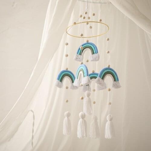 Baby Rattles Toys For 0-12 Months Newborn Soft Safe Crib Mobiles Wood Bed Bell Multicolor Rainbow Shape Rattle Montessori Gift