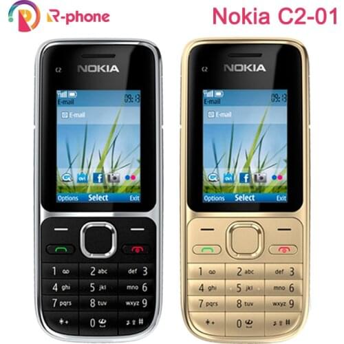 Original Nokia C2 C2-01 Unlocked GSM Mobile Phone Refurbished Cellphones & Arabic Russian Hebrew Keyboard