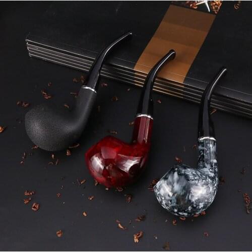New resin tabacco pipe. Imitates solid wood filter pipe manufacturers spot free acrylic curved handle pipe