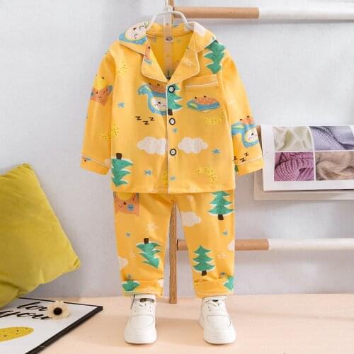 TUONXYE New Summer Boys Long sleeves Pajamas Girls Set Dinosaurs Pyjama Cotton Kids Pijama Children Sleepwear