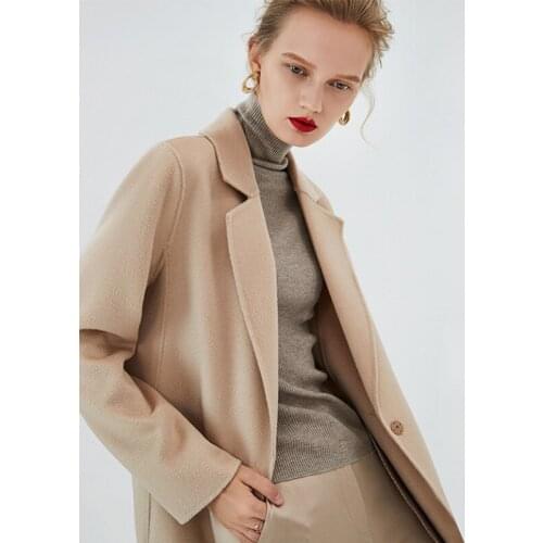 2019 Autumn and Winter new style slim woolen overcoat high-end water ripple suit style coats double-sided fashion clothes