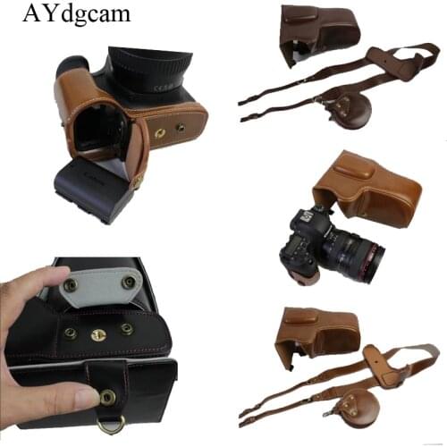 New Luxury Pu Leather Camera Video Case Bag Cover For Canon 6D II 6D Mark II 6D2 Camera With Strap Open Battery Design