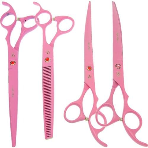 8.0" Dogs Grooming Scissors Japan 440C Straight Curved Cutting Shears 7.5" Pet Thinning Tijeras Animals Trimmers Supplies B0055A