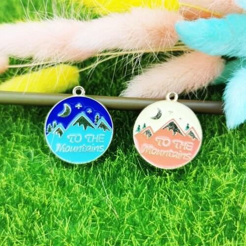 BULK! 10 Mount Fuji Pattern Charm or Pendant for DIY Decoration Jewelry Make Enamel Japan Mt. Fuji Mountains and Moon Charm ol2c