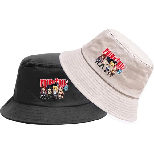 Anime Fairy Tail Bucket Hat Casual Fisherman Hat Outdoor Cap Student Boonie Hat Summer Sun Cap Beach Hat Hip Hop Cap