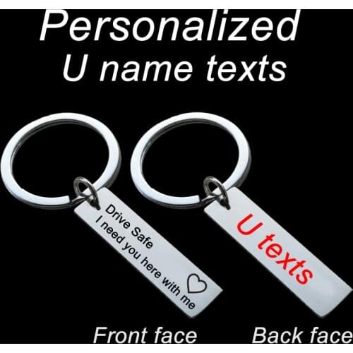 Personalized Keychain Customized Keyring Engraved Your Name Texts Signature Etc Drive Safe Ride Safe I Need You Here Key Chain