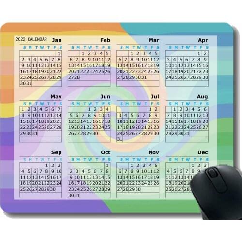 2022 Calendar Mouse Pad,Vrschenie Background Light Color Anti-Slip Rubber Mousepad with Durable Stitched Edges