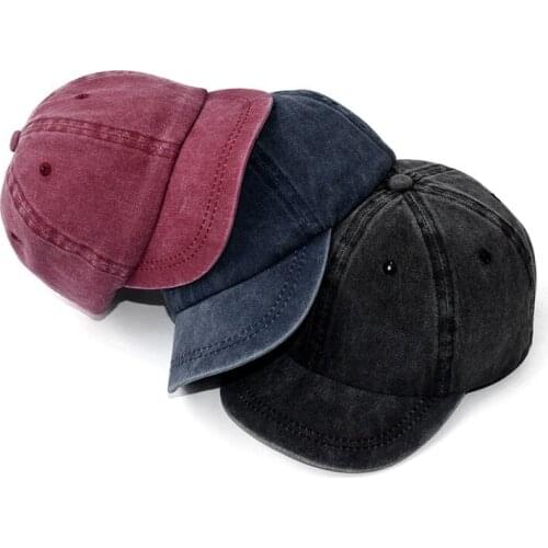 Washing Short Brim Adjustable Unisex Baseball Cap Solid Color Vintage Shading Aldult Outdoor Snapback Dad Hat