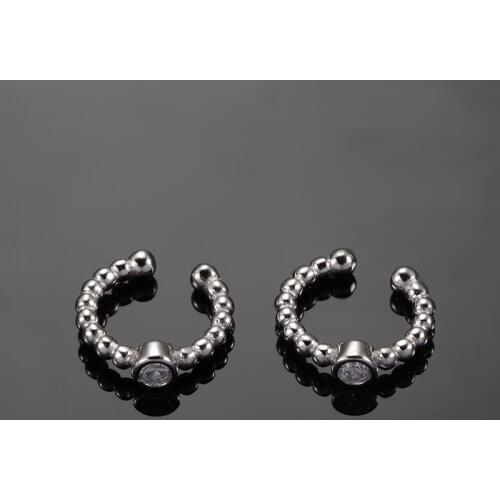 S925 Silver color Round Bead Earrings Simple No Pierced Ears Pop Inlaid Zircon Earrings Designed Specifically For Ladies