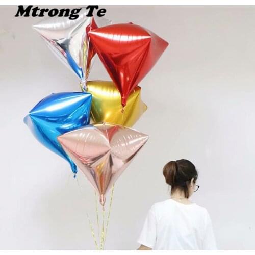 20pcs/lot 24inch Rose Gold 4D Diamond Cube Shaped Foil Helium Balloons Solid Wedding Baby Shower Birthday Party New Year Decor