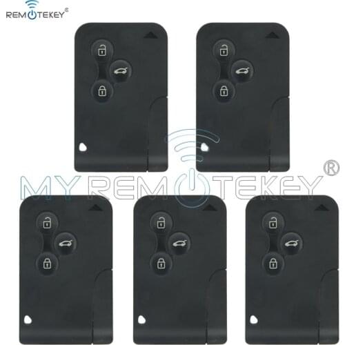 Remtekey 5pcs Smart Key Card for Renault Megane 2 Megane II Intelligent 3 Button 433mhz PCF7947 with Key Insert Plug in