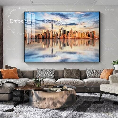 Embelish 1 Pieces Sunset New York City Landscape Wall Posters For Living Room Modern Home Decor Pictures HD Canvas Paintings
