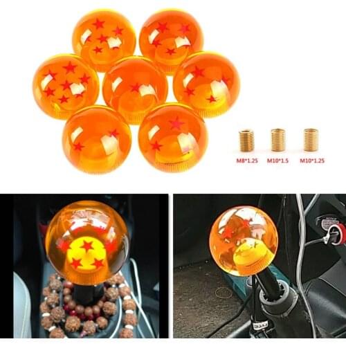 Universal Car Shift Knob Ball Acrylic Crystal Star Style Shift Head With Screw Nut Orange BALL Gear 1-7 STARS 54mm Diameter