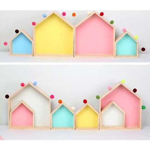 High Quality 2PCS Kids Room Decoration Wooden Shelf For Kids Room Nursery Decoration Wall Wood Shelf Children Room Wall Shelf