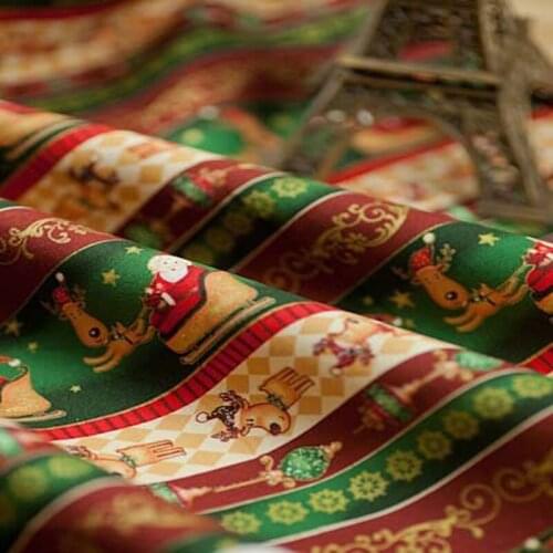 YY DIY! 50cm*130cm 100% Cotton Classic Red Green Christmas X'mas Santa Claus Reindeer Tree Fashion Cotton Fabric, DIY handmade