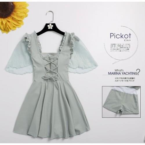 Women Short Sleeve One Piece Swimwear Bandage Swim Beach Dress Swimsuit Sexy Solid Bathing Suit Beachwear Womens Swimming Suits