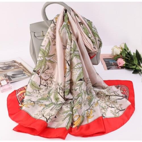 2021 Lady 180X90CM Dustproof Handkerchief Fashion Flower Beach Towel Summer Sunscreen Silk Scarves Korean Popular Print Shawls