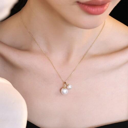 Liemjee Wholesale Personality Fashion Jewelry Exquisite Double Pearl Necklace For Women Feature Namour Charm Gift All Seasons