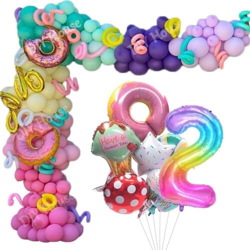 1Set Donut Candy Theme Balloons Candy Bar Ice Cream Balloons for Baby Shower Kids Birthday Decorations Kids Donut Party Supplies