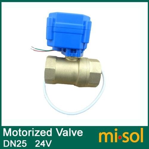 10pcs/lot motorized ball valve DN25 (reduce port), 2 way,24V electrical valve