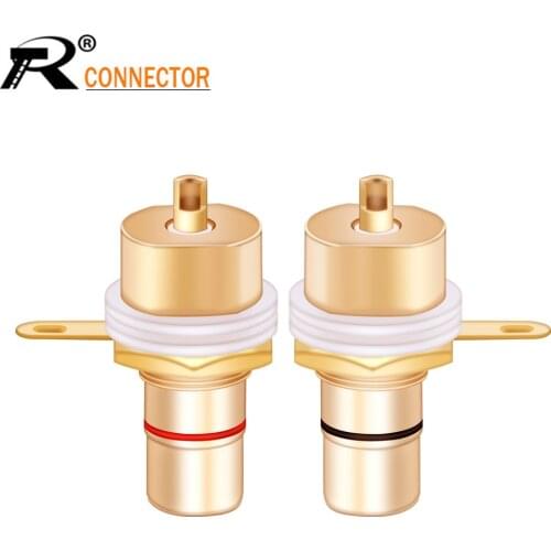 2Pcs/1Pair High quality Rhodium/Gold Plated Copper CMC RCA Female Terminal Jack Socket AV Audio Video RCA wire Connector