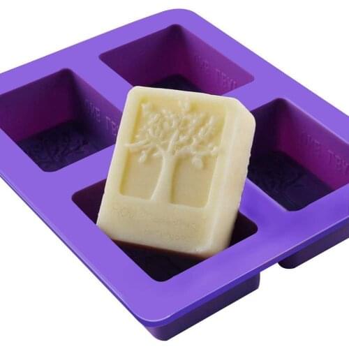 4 Compartments Silicone Tree Soap Molds DIY Handmade Cooling Soap Forms Mould for Cake Decoration Tools Polymer Clay Craft Molds