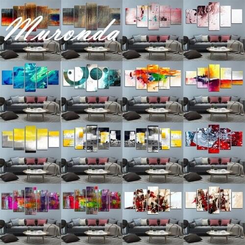 Wall Art HD Printed 5 Piece Canvas Art Colorful Abstract Canvas Painting Wall Pictures For Living Room Home Decor With Frame