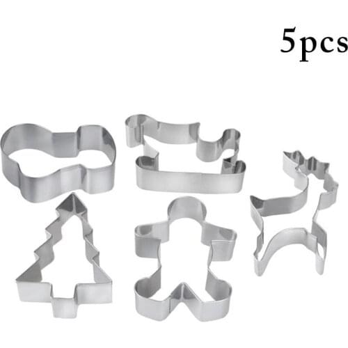 5pcs Cookie Tools Cutter Mould Stainless Steel Biscuit Press Icing Set Stamp Mold Dessert Tools Christmas Kitchen Gadgets