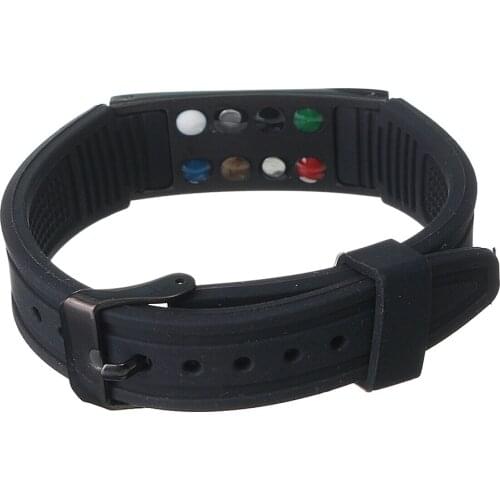 7 in 1 Titanium Magnetic Energy Armband Healthy Bio Bracelet Silicone Belt Black