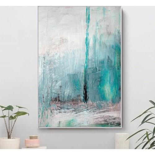 Abstract Green Oil Painting on Canvas Cuadros Posters and Prints Modern Scandinavian Wall Art Picture for Living Room Home Decor